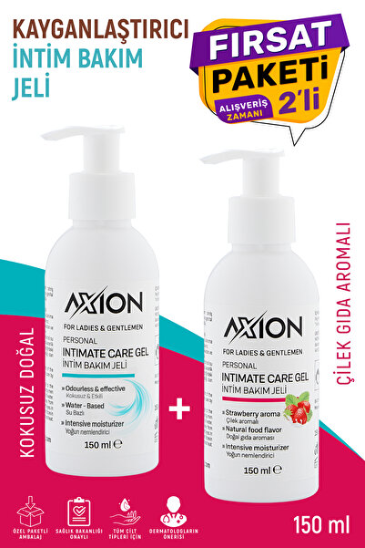 AXION İntim Bakım Jeli Kayganlaştırıcı Kokusuz Ve Çilek Aromalı - 150 Ml-2'li...