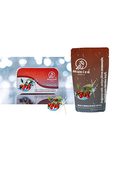 mucize 2li Set (1 Metal 1 Refill Doypak) 200x Kiraz-Mentol Aromalı Kürdan-Sak...