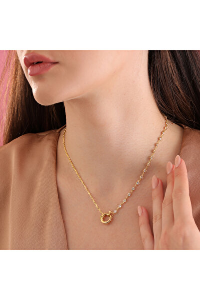 Queen Silver Jewelry 925 ayar gümüş. zirkon taşlı tamtur gemici kilitli kolye