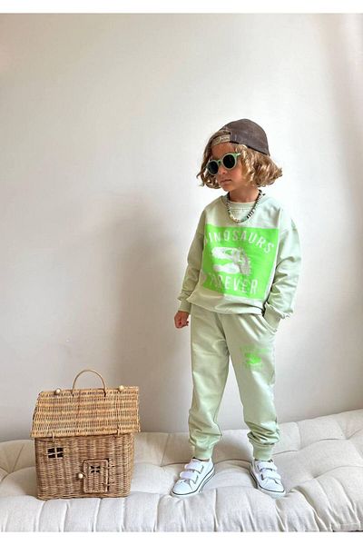 YİGİT BUTİK Boy's Dinosaur Printed Suit