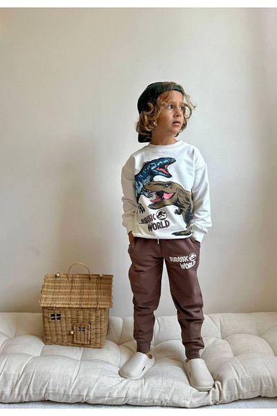YİGİT BUTİK Boy's Dinosaur Printed Suit