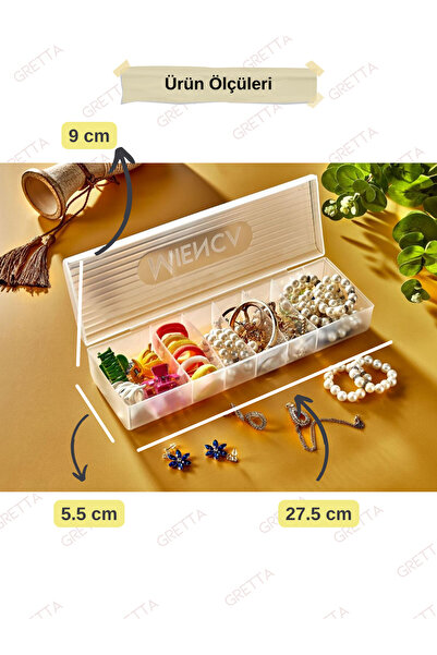 Gretta 4 Adet Şeffaf Ring 6 Bölmeli Takı Toka Kutusu Kapaklı Çekmece İçi Düzenleyici Yüzük Hobi Kutusu