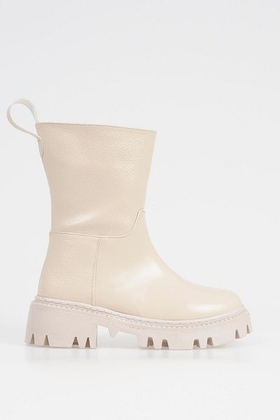 CZ London Damenstiefel ohne Schnürsenkel, flaches, langes Modell mit gezahnter Sohle