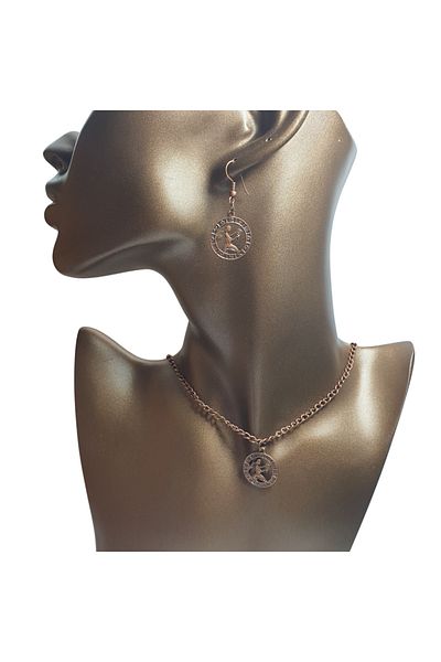 Ororabutik 22mm Virgo Figured Necklace and Earring Set