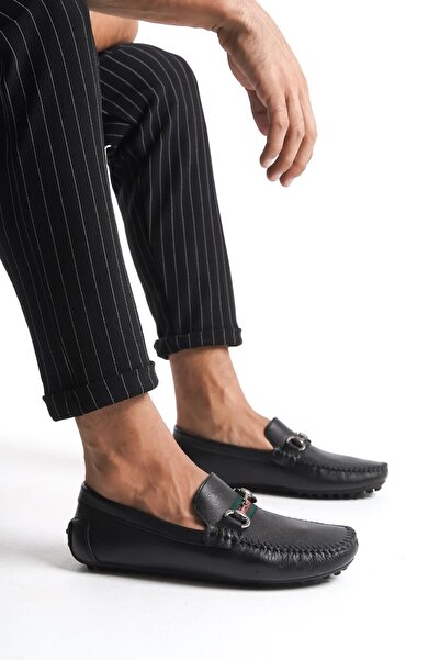 CZ London Men's Genuine Leather Decorative Metal Buckle Detailed Serrated Sol...