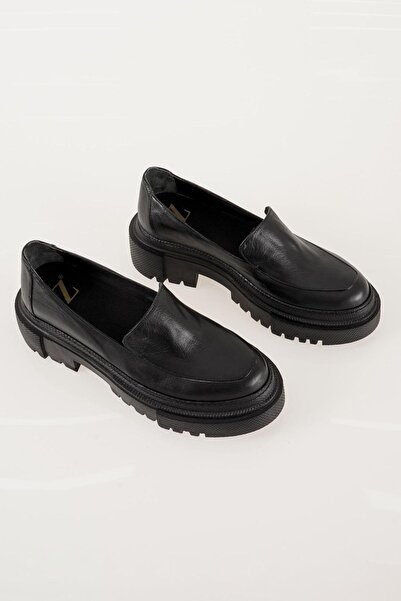 CZ London Genuine Leather Women's Moccasin Thick Serrated Sole Shoes