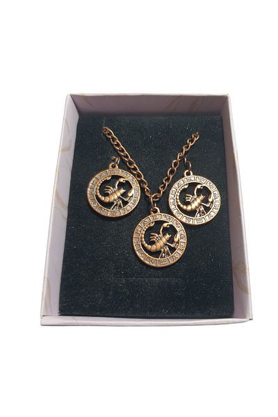 Ororabutik 25mm Scorpio Figured Necklace and Earring Set