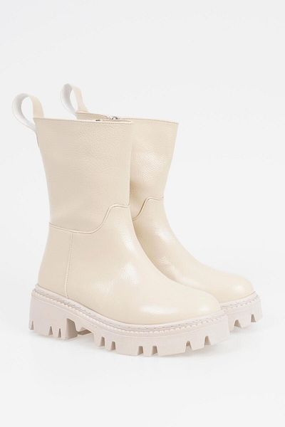 CZ London Damenstiefel ohne Schnürsenkel, flaches, langes Modell mit gezahnter Sohle
