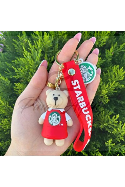 Pınar Aylin Jewelry سلسلة مفاتيح ستاربكس تيدي بير حمراء