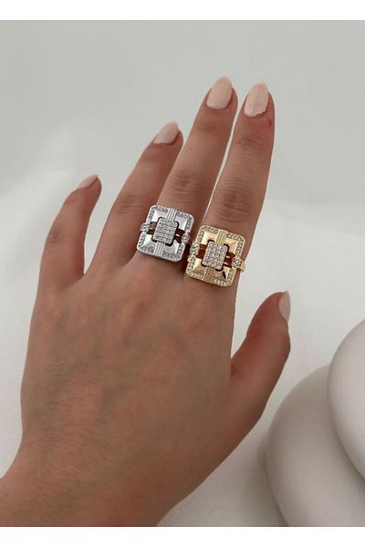 Myra Zircon Stone Large Baguette Ring - Adjustable