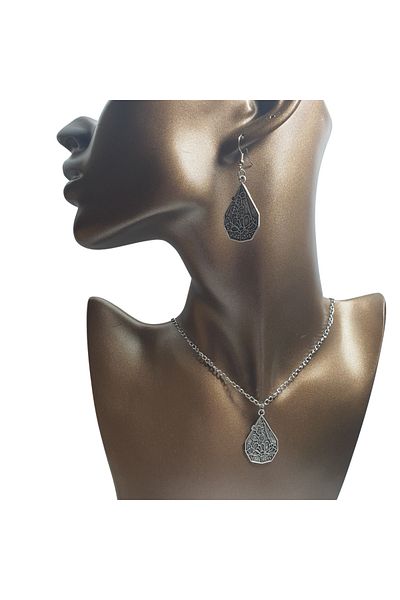 Ororabutik Silver Color 35mm Fairycore Cactus Figured Necklace and Earring Set
