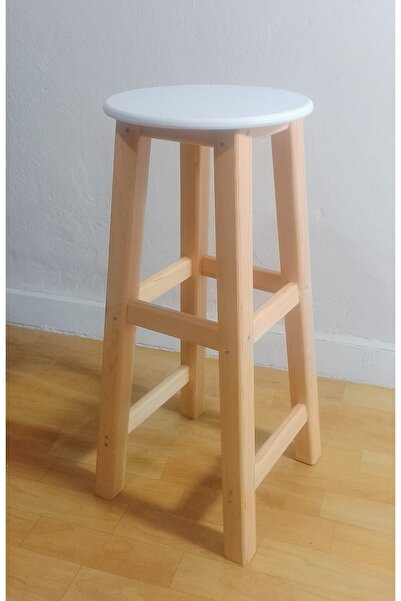 Arbre Ahşap Bar Taburesi - 70 cm - Naturel Ahşap iskelet  - Oturma yeri renk ...