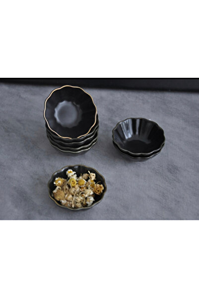 DURA Set of 6 Black Porcelain Snack Bowl Round Small