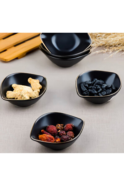 DURA 6LI PORSELEN SİYAH ÇEREZLİK OVAL KÜÇÜK