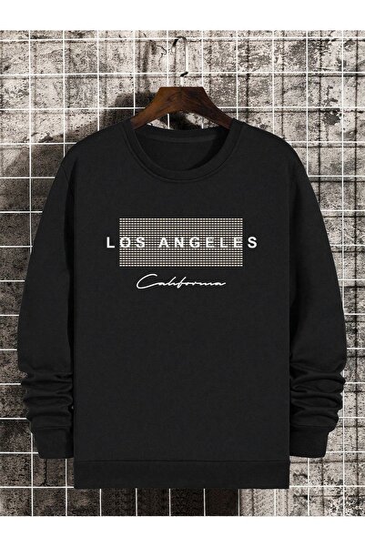 SeusCraft Hanorac gros de iarnă, negru, imprimat Los Angeles - Guler în formă...