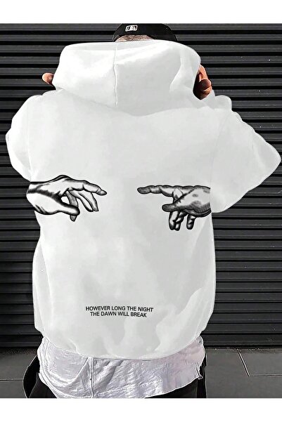 SeusCraft Hanorac gros de iarnă - Imprimat alb, supradimensionat, cu buzunare...