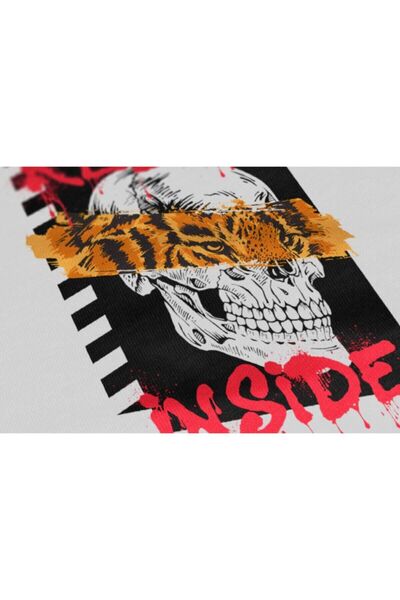 Pisa Art Бяла унисекс тениска с овърсайз дизайн Rebel Inside Stretch