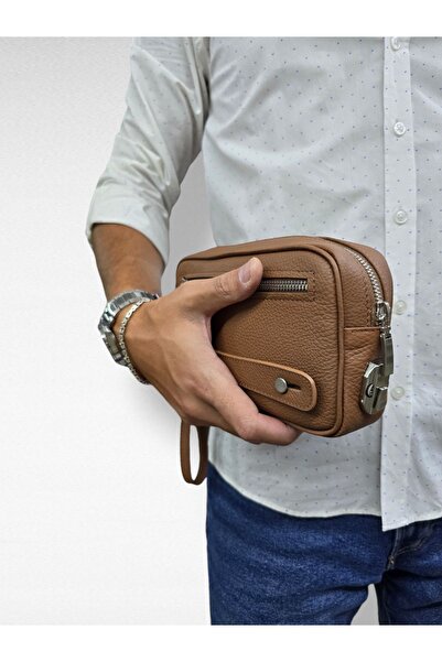 Visso leather VİSSO 456 Hakiki Deri Fermuarlı Şifre Kilitli El Çantası El Geç...