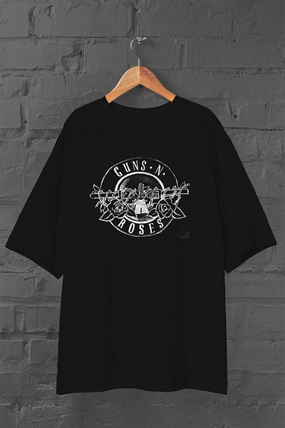 Pisa Art Унисекс тениска с овъглена черна принтирана щампа Guns N' Roses