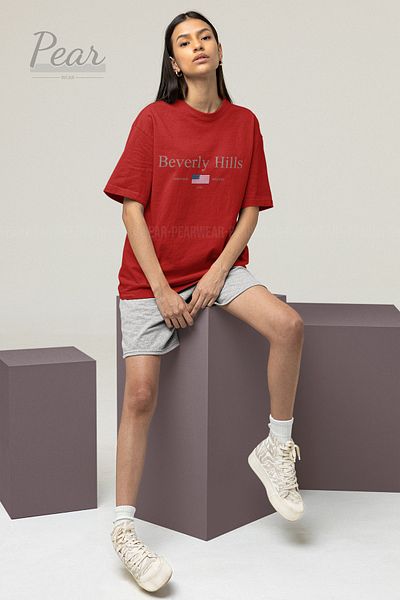 Pear Wear Unisex Beverly Hills Printed Oversize T-shirt