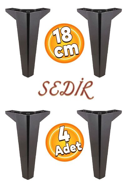 Badem10 Picioare Consola Neagra 18 Cm - Mobilier de lux Sedir Canapea Unitate TV Picioare Fotoliu 4 Bucati
