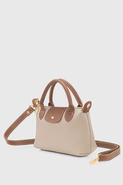 Housebags Κρεμ πολυχρηστική δερμάτινη τσάντα χιαστί PU