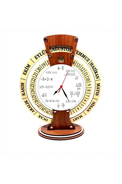 Hediyenibuldun Kahverengi Ahşap Takvimli Masa Saati
