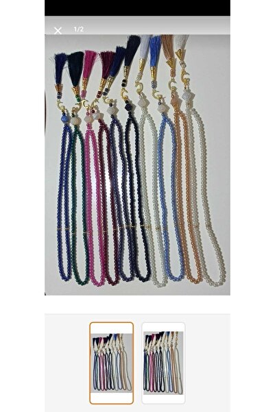 Ekvator 10 Adet Hediyelik Vavlı Püsküllü Karışık Renk Cam Inci Namaz Tesbihi