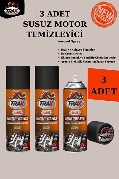 baxxe 3 Adet Trax Susuz Motor Temizleme Spreyi Motor Temizleyici Parlatıcı Sp...