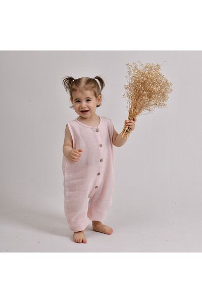 Lollie Baby&Kids Muslin Jumpsuit Baby & Kids 100% Cotton - Powder