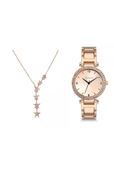 Forentina Kadın Rose Metal Kol Saati - Yıldız Kolye Kombin Set - Ps245500tr