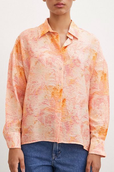 Never more Orange Modal Shirt - Drop Pattern