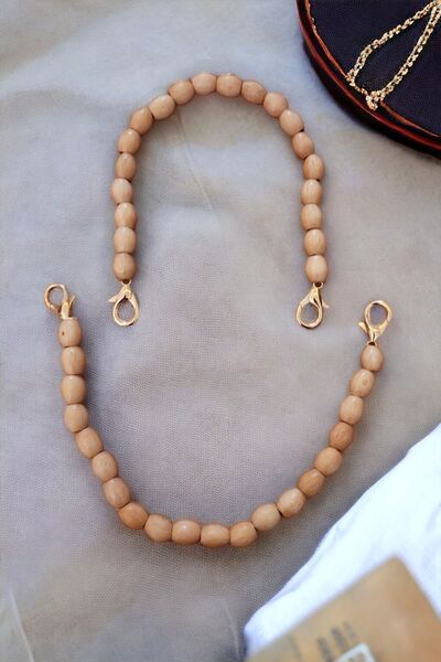 Nildenhobim Ahşap Boncuklu Çanta Sap Uzunluk : 36 cm ( çift )