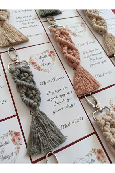 macramelina El Örmesi 100’lü Makrome Anahtarlık Düğün Kına Söz Için Hediyelik...