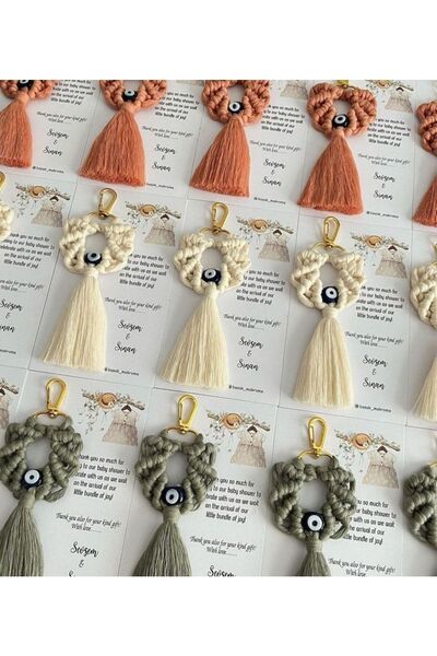 macramelina El Örmesi 50’li Makrome Anahtarlık Düğün Kına Söz Için Hediyelik ...