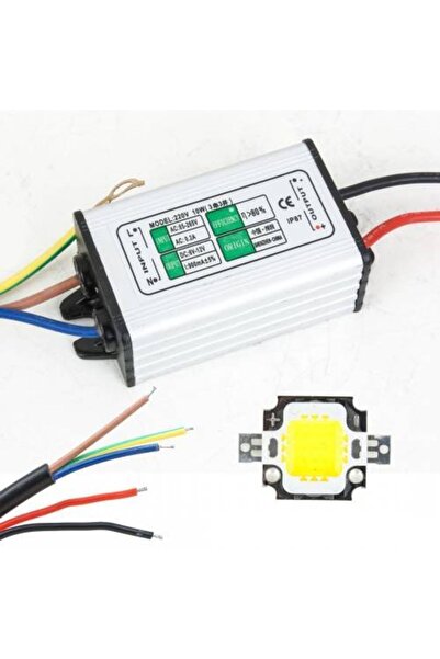 LEDONLİNE 10w Beyaz Power Led Çip 10 Watt Projektör Ledi +led Driver Seti Cob...