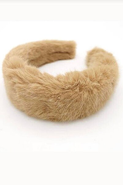 PETEK AKSESUAR Peluş Tüylü Taç Saç Bandı Nude