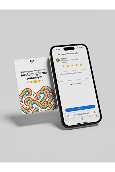 RFIDmarket Google Müşteri Yorum ve Puan Kartı | NFC Özellikli Kart - Şerit De...