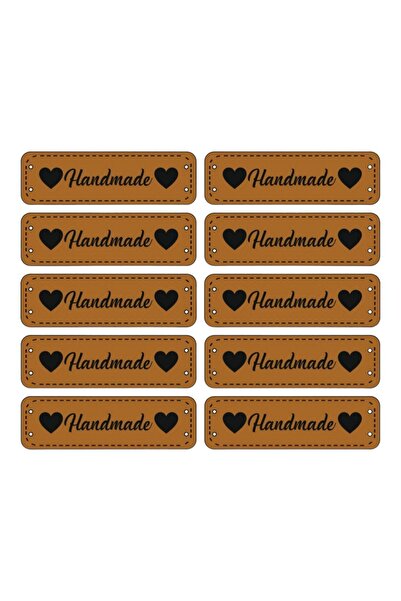 Nildenhobim Etichetă din piele artificială lucrată manual de culoare maro - L...