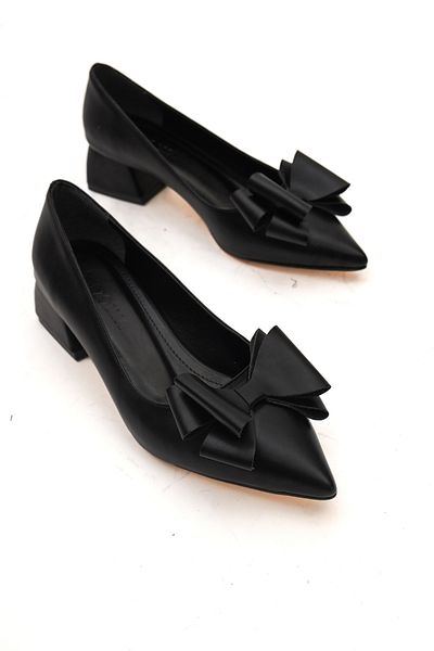 DİVOLYA Pantofi cu toc Renata Black Bow (4cm).