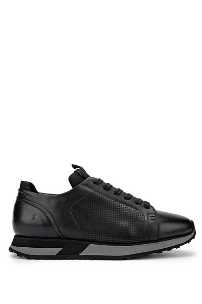 Tamer Tanca Genuine Leather Men's Black Sneakers - Sports Shoes