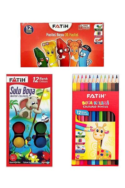Fatih Painting Set of 3 Pastel Paint Water Color and Dry Paint