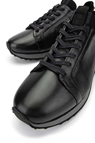 Tamer Tanca Erkek Hakiki Deri Siyah Sneakers & Spor Ayakkabı