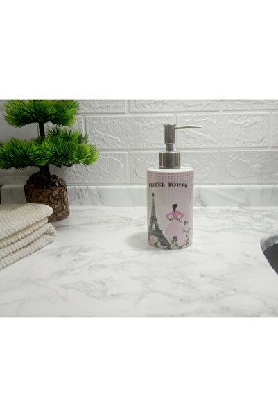 Sia SERAMİK SIVI SABUNLUK EYFEL KULESİ MODEL 7X7X18CM 320ML BANYO SETİ