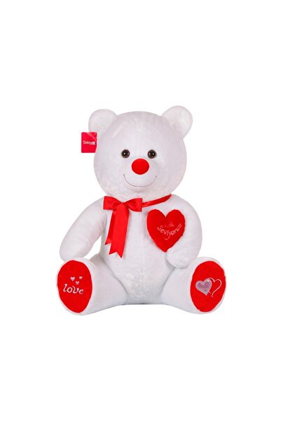 Selay لعبة الدب القطيفة "أحبك" على شكل قلب مقاس 50 سم باللون الأبيض الكبير هد...