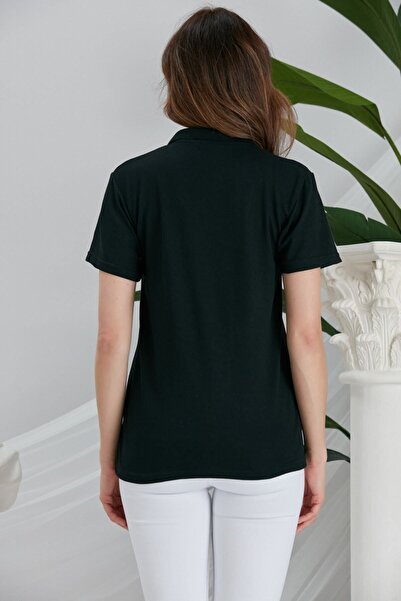 GİRGİNHOME Γυναικείο μπλουζάκι με μαύρο γιακά πόλο