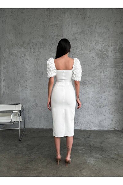 GİZONLY fırfırlı inci detaylı elbise