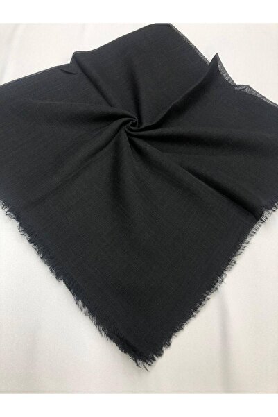 KİBAR İPEK Siyah Flamlı Düz Eşarp