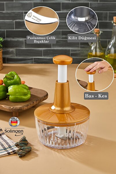 Tugomer Stainless Steel 3-blade Push Hand Rondo - Manual Chopper Robot