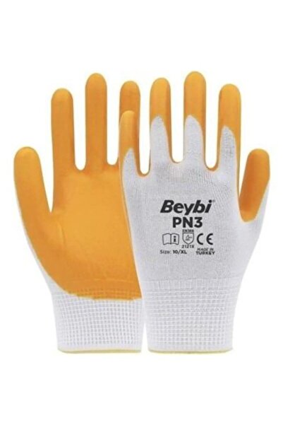 Beybi BEYBİ PN3 POLYESTER , SARI KAPLI NİTRİL İŞ ELDİVENİ (İNŞAAT,İŞÇİ,) KULL...